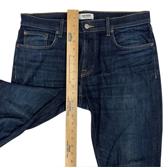 Buck Mason Jeans Mens 33x31 Blue Selvedge Denim Slim Dark Wash Faded USA Made - Picture 12 of 14